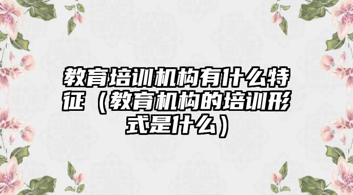 教育培訓(xùn)機構(gòu)有什么特征（教育機構(gòu)的培訓(xùn)形式是什么）