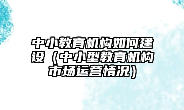 中小教育機(jī)構(gòu)如何建設(shè)（中小型教育機(jī)構(gòu)市場(chǎng)運(yùn)營(yíng)情況）