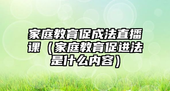 家庭教育促成法直播課（家庭教育促進(jìn)法是什么內(nèi)容）