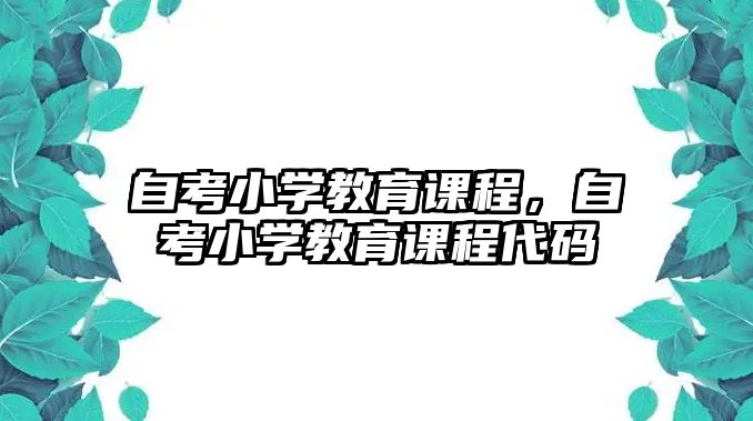 自考小學教育課程，自考小學教育課程代碼