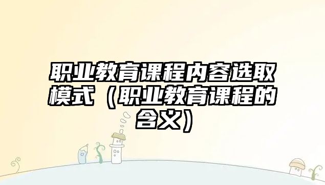 職業(yè)教育課程內(nèi)容選取模式（職業(yè)教育課程的含義）