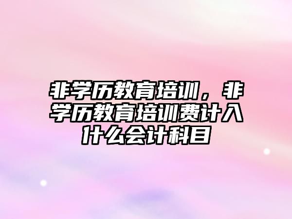 非學歷教育培訓，非學歷教育培訓費計入什么會計科目