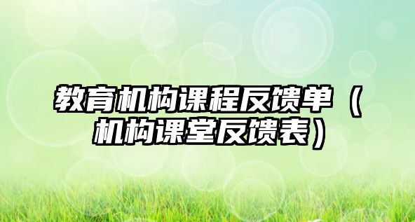 教育機構(gòu)課程反饋單（機構(gòu)課堂反饋表）