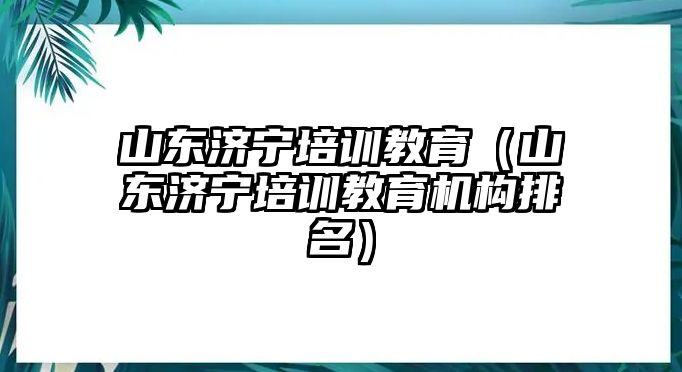 山東濟寧培訓教育（山東濟寧培訓教育機構排名）