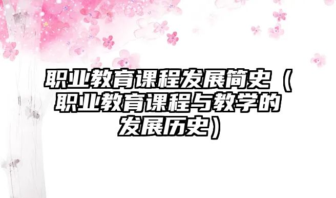 職業(yè)教育課程發(fā)展簡史（職業(yè)教育課程與教學的發(fā)展歷史）