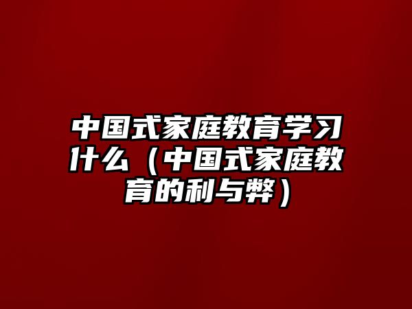 中國式家庭教育學習什么（中國式家庭教育的利與弊）