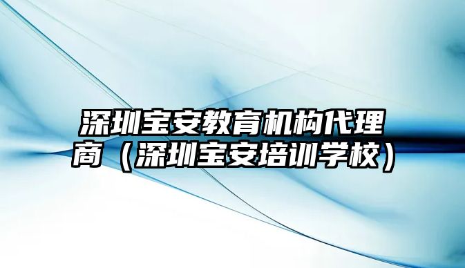 深圳寶安教育機(jī)構(gòu)代理商（深圳寶安培訓(xùn)學(xué)校）