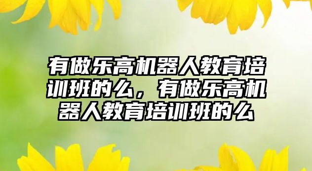 有做樂高機器人教育培訓(xùn)班的么，有做樂高機器人教育培訓(xùn)班的么