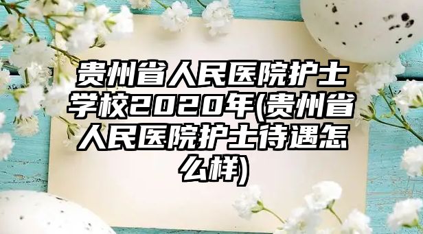 貴州省人民醫(yī)院護(hù)士學(xué)校2020年(貴州省人民醫(yī)院護(hù)士待遇怎么樣)