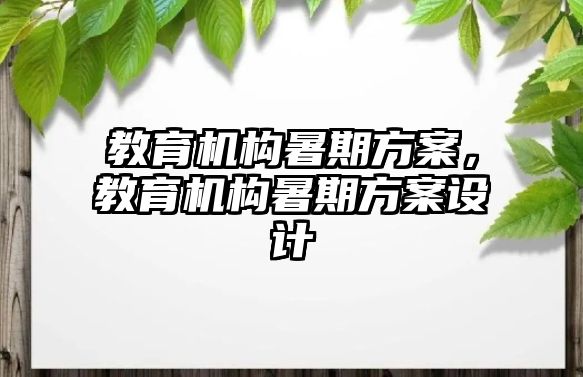 教育機(jī)構(gòu)暑期方案，教育機(jī)構(gòu)暑期方案設(shè)計(jì)