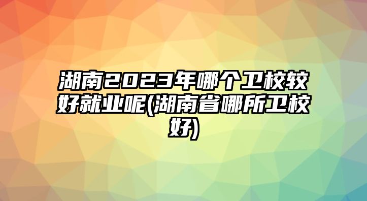 湖南2023年哪個衛(wèi)校較好就業(yè)呢(湖南省哪所衛(wèi)校好)