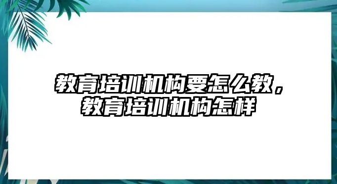 教育培訓(xùn)機(jī)構(gòu)要怎么教，教育培訓(xùn)機(jī)構(gòu)怎樣