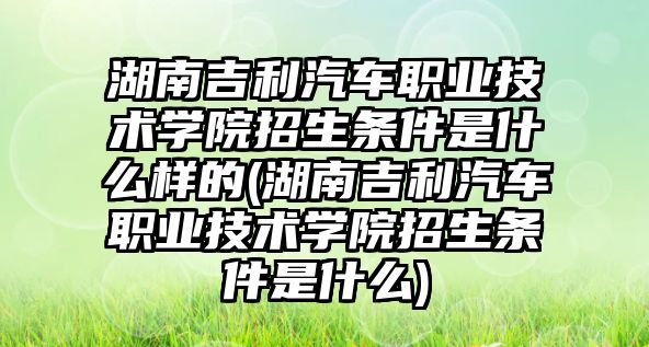 湖南吉利汽車職業(yè)技術(shù)學(xué)院招生條件是什么樣的(湖南吉利汽車職業(yè)技術(shù)學(xué)院招生條件是什么)