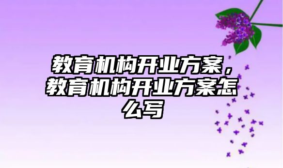 教育機構(gòu)開業(yè)方案，教育機構(gòu)開業(yè)方案怎么寫