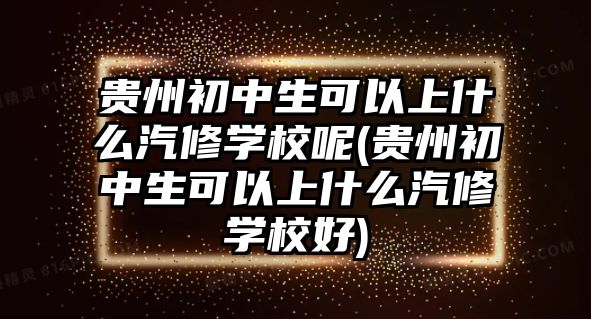 貴州初中生可以上什么汽修學(xué)校呢(貴州初中生可以上什么汽修學(xué)校好)