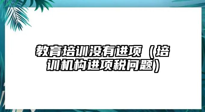 教育培訓沒有進項（培訓機構進項稅問題）