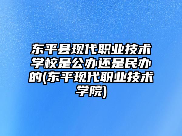 東平縣現(xiàn)代職業(yè)技術(shù)學(xué)校是公辦還是民辦的(東平現(xiàn)代職業(yè)技術(shù)學(xué)院)