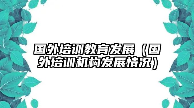 國外培訓教育發(fā)展（國外培訓機構發(fā)展情況）