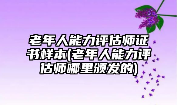 老年人能力評(píng)估師證書(shū)樣本(老年人能力評(píng)估師哪里頒發(fā)的)