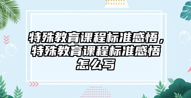 特殊教育課程標(biāo)準(zhǔn)感悟，特殊教育課程標(biāo)準(zhǔn)感悟怎么寫