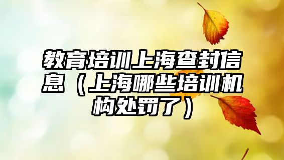 教育培訓上海查封信息（上海哪些培訓機構(gòu)處罰了）