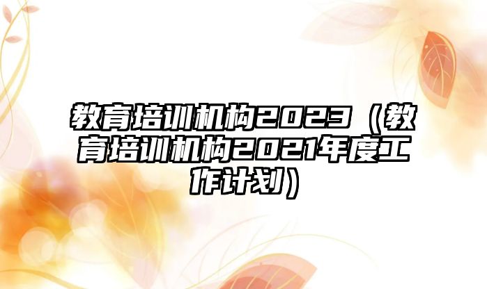 教育培訓機構2023（教育培訓機構2021年度工作計劃）