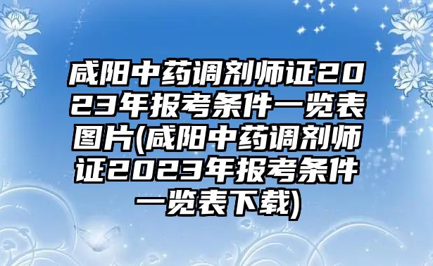 咸陽中藥調(diào)劑師證2023年報考條件一覽表圖片(咸陽中藥調(diào)劑師證2023年報考條件一覽表下載)