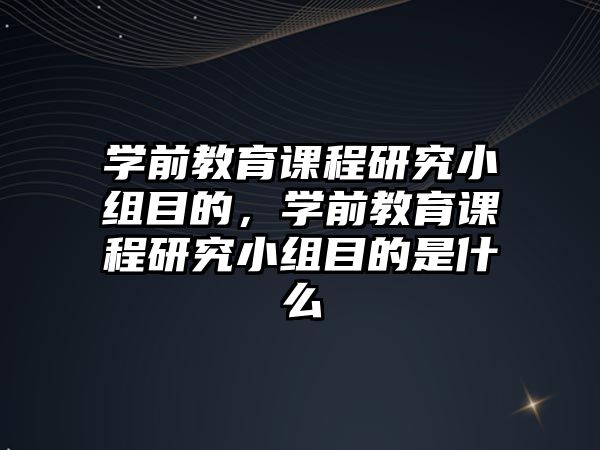 學(xué)前教育課程研究小組目的，學(xué)前教育課程研究小組目的是什么