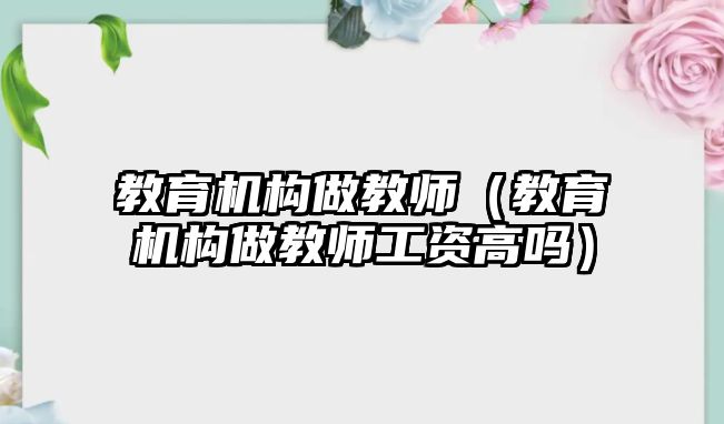 教育機構(gòu)做教師（教育機構(gòu)做教師工資高嗎）