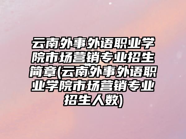 云南外事外語職業(yè)學院市場營銷專業(yè)招生簡章(云南外事外語職業(yè)學院市場營銷專業(yè)招生人數(shù))