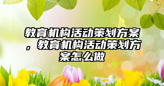 教育機構(gòu)活動策劃方案，教育機構(gòu)活動策劃方案怎么做