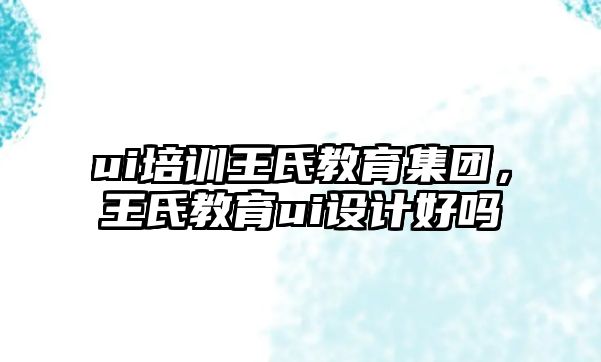 ui培訓王氏教育集團，王氏教育ui設(shè)計好嗎