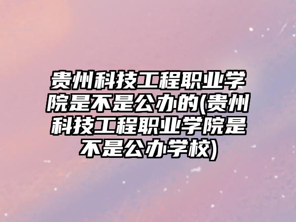 貴州科技工程職業(yè)學(xué)院是不是公辦的(貴州科技工程職業(yè)學(xué)院是不是公辦學(xué)校)