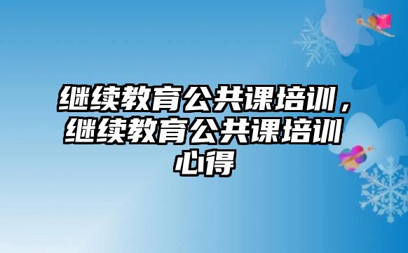 繼續(xù)教育公共課培訓(xùn)，繼續(xù)教育公共課培訓(xùn)心得