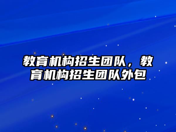 教育機(jī)構(gòu)招生團(tuán)隊，教育機(jī)構(gòu)招生團(tuán)隊外包