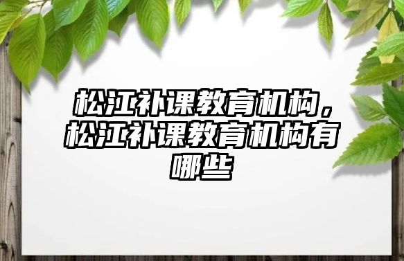 松江補課教育機構，松江補課教育機構有哪些