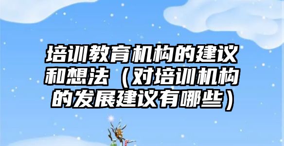 培訓教育機構(gòu)的建議和想法（對培訓機構(gòu)的發(fā)展建議有哪些）