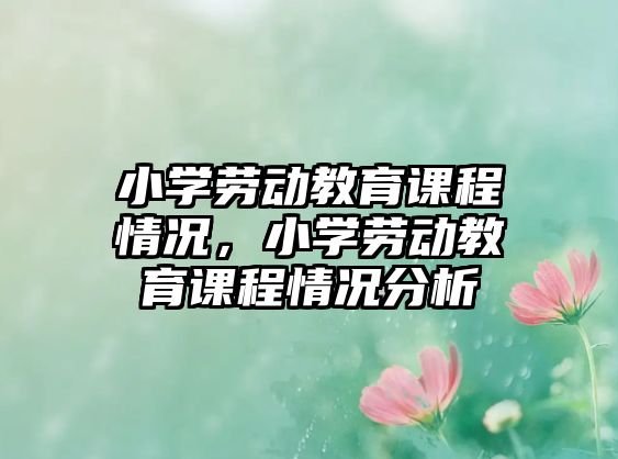 小學勞動教育課程情況，小學勞動教育課程情況分析