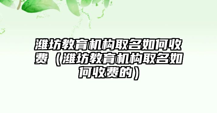 濰坊教育機構(gòu)取名如何收費（濰坊教育機構(gòu)取名如何收費的）