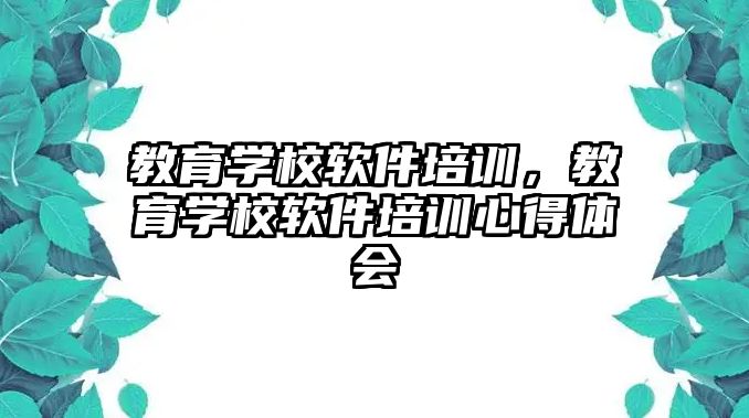 教育學校軟件培訓，教育學校軟件培訓心得體會