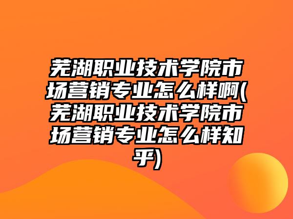 蕪湖職業(yè)技術學院市場營銷專業(yè)怎么樣啊(蕪湖職業(yè)技術學院市場營銷專業(yè)怎么樣知乎)