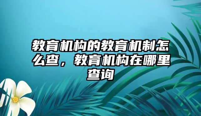 教育機構(gòu)的教育機制怎么查，教育機構(gòu)在哪里查詢