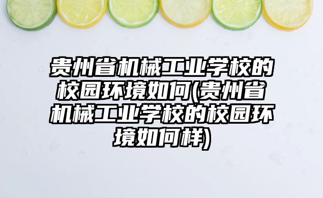 貴州省機械工業(yè)學校的校園環(huán)境如何(貴州省機械工業(yè)學校的校園環(huán)境如何樣)