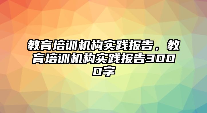 教育培訓(xùn)機構(gòu)實踐報告，教育培訓(xùn)機構(gòu)實踐報告3000字