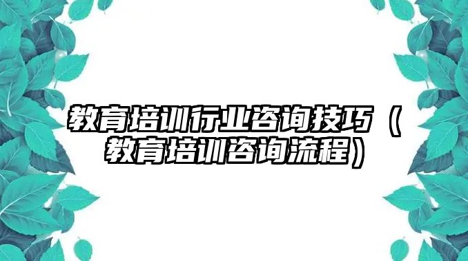 教育培訓行業(yè)咨詢技巧（教育培訓咨詢流程）