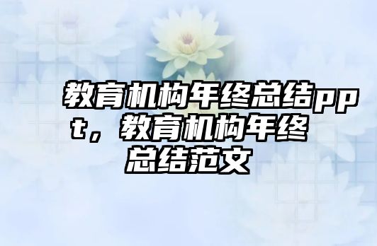 教育機(jī)構(gòu)年終總結(jié)ppt，教育機(jī)構(gòu)年終總結(jié)范文