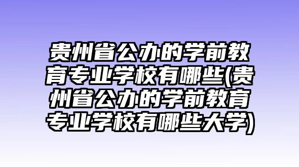 貴州省公辦的學(xué)前教育專業(yè)學(xué)校有哪些(貴州省公辦的學(xué)前教育專業(yè)學(xué)校有哪些大學(xué))