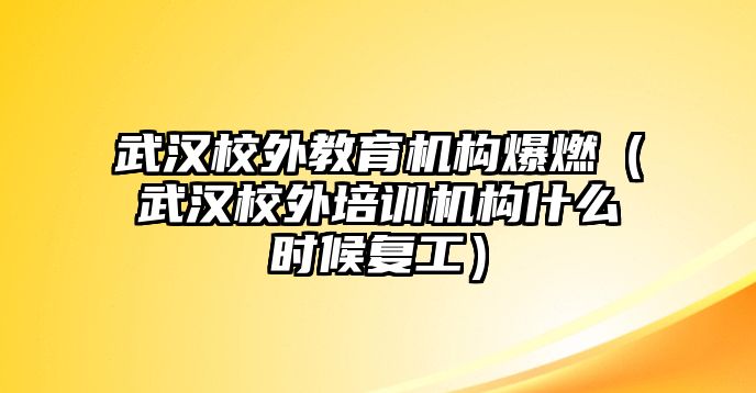 武漢校外教育機構爆燃（武漢校外培訓機構什么時候復工）