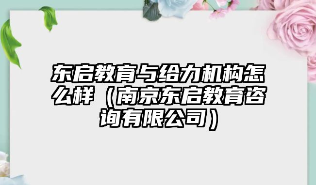 東啟教育與給力機構(gòu)怎么樣（南京東啟教育咨詢有限公司）