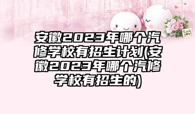 安徽2023年哪個(gè)汽修學(xué)校有招生計(jì)劃(安徽2023年哪個(gè)汽修學(xué)校有招生的)